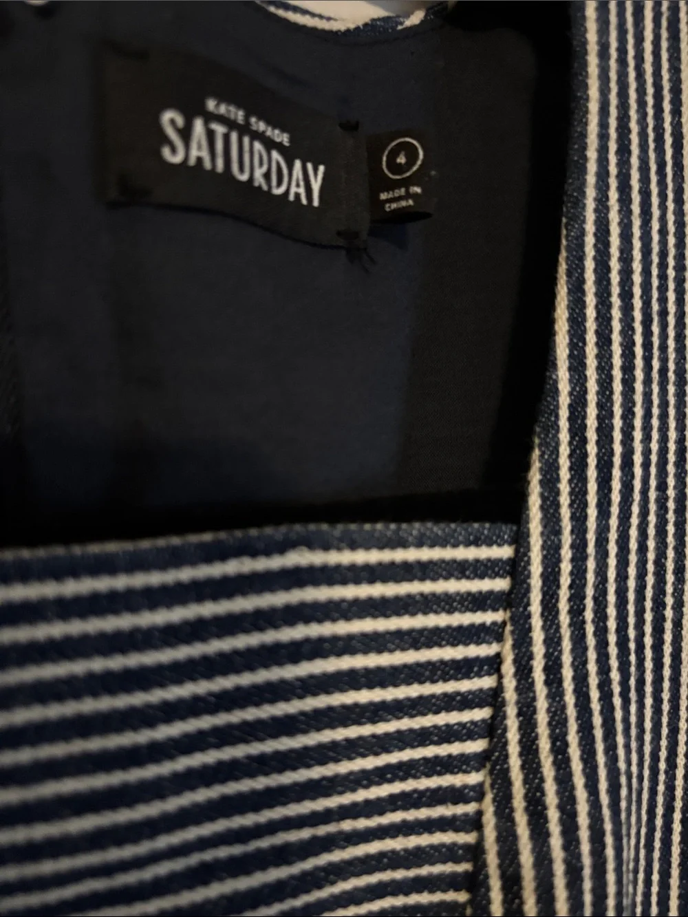 Kate Spade Dark blue and White Striped V-Neck  Dress